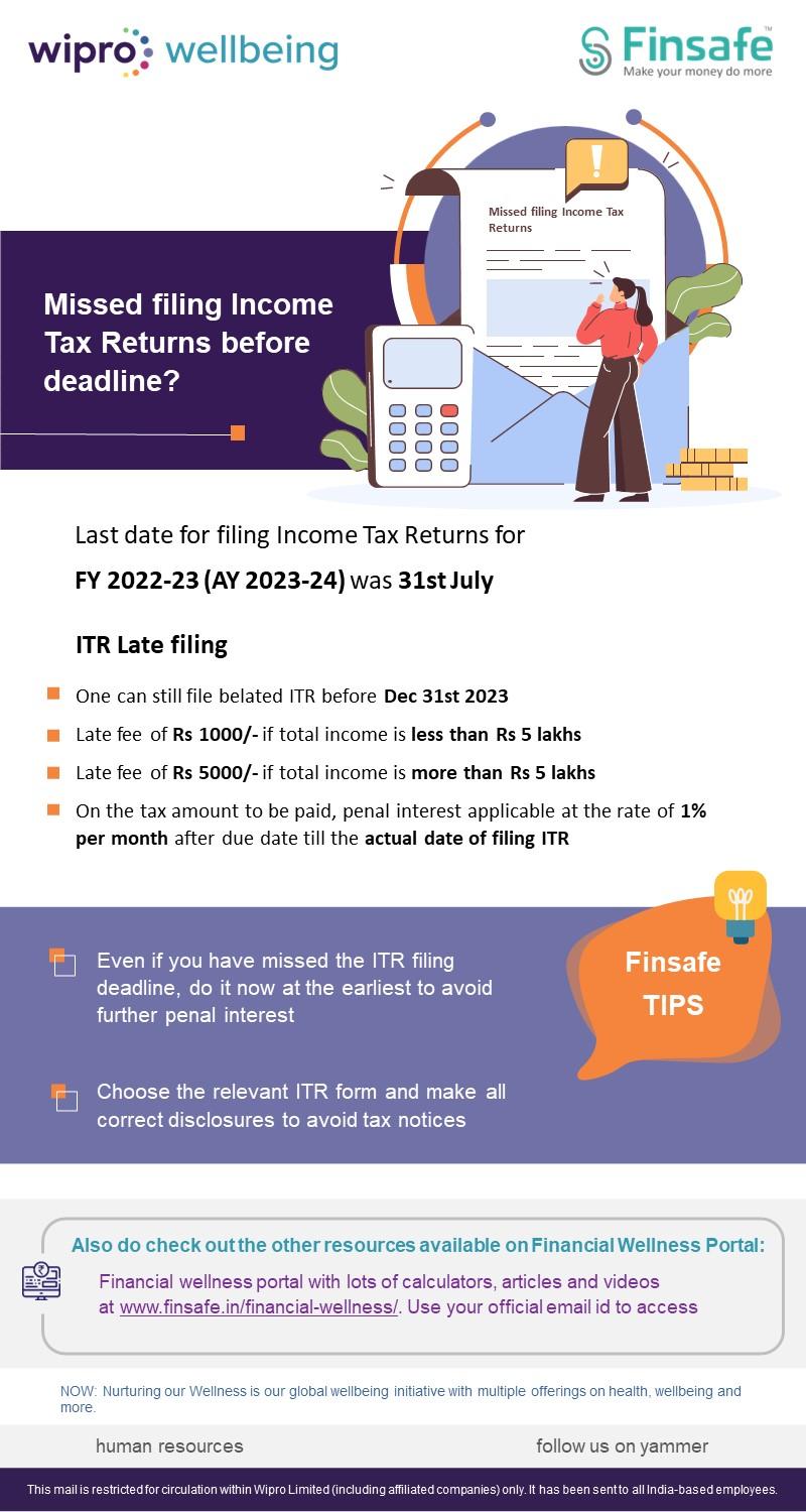 Week 1- Missed filing Income Tax Returns before deadline- Wipro