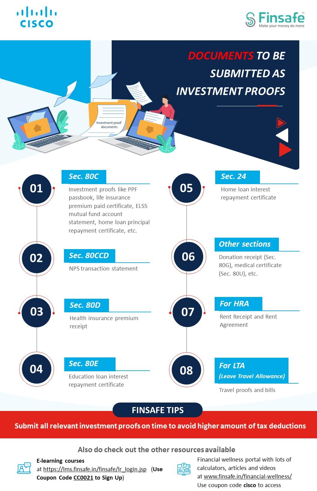 Week 1- Documents to be submitted as investment proofs- cisco